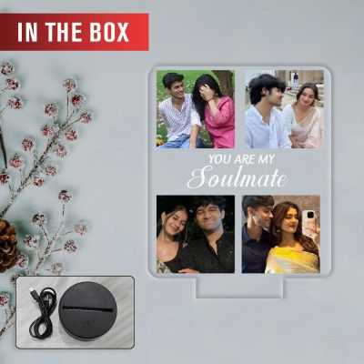 Personalized You are My Soulmate LED Night Lamp with Warm White Light Gift for Wife, Husband, Girlfriend, Boyfriend Birthday Gift for Loveable Person